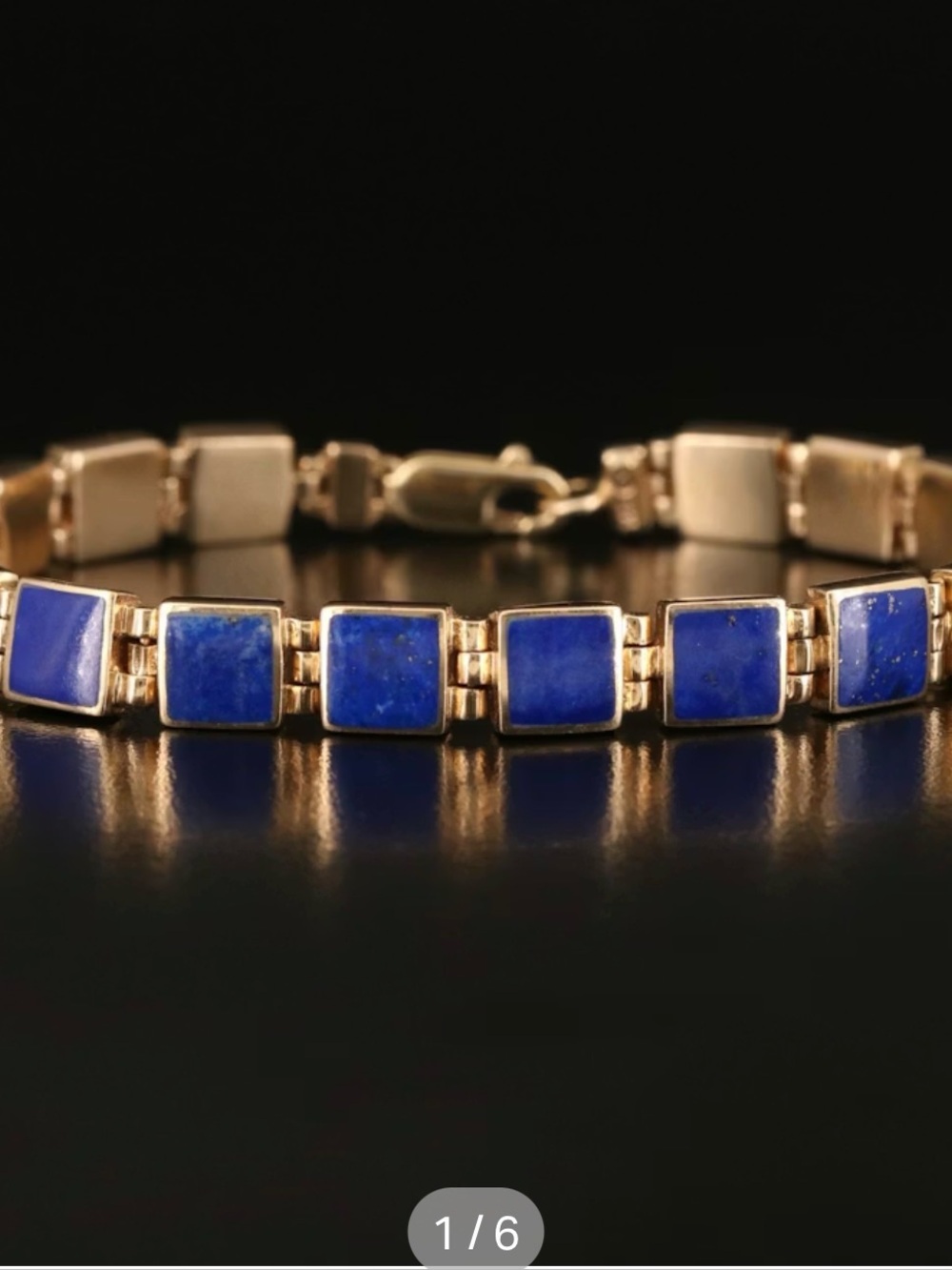 14K Yellow Gold Lapis Lazuli Panel Bracelet
